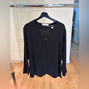 NWT Vintage Silk Blend Valerie Stevens Black Stretch V-Neck Blouse